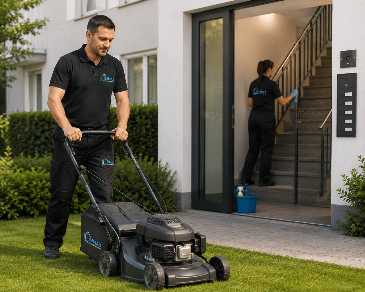 IMMAX Hausmeisterservice — Grünpflege und Treppenhausreinigung.